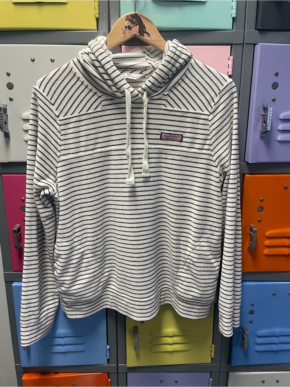 Vineyard Vines Striped Hooded Terrycloth Sweatshirt